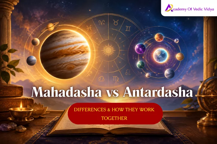 Comparison chart illustrating differences between Mahadasha and Antardasha in astrology.
